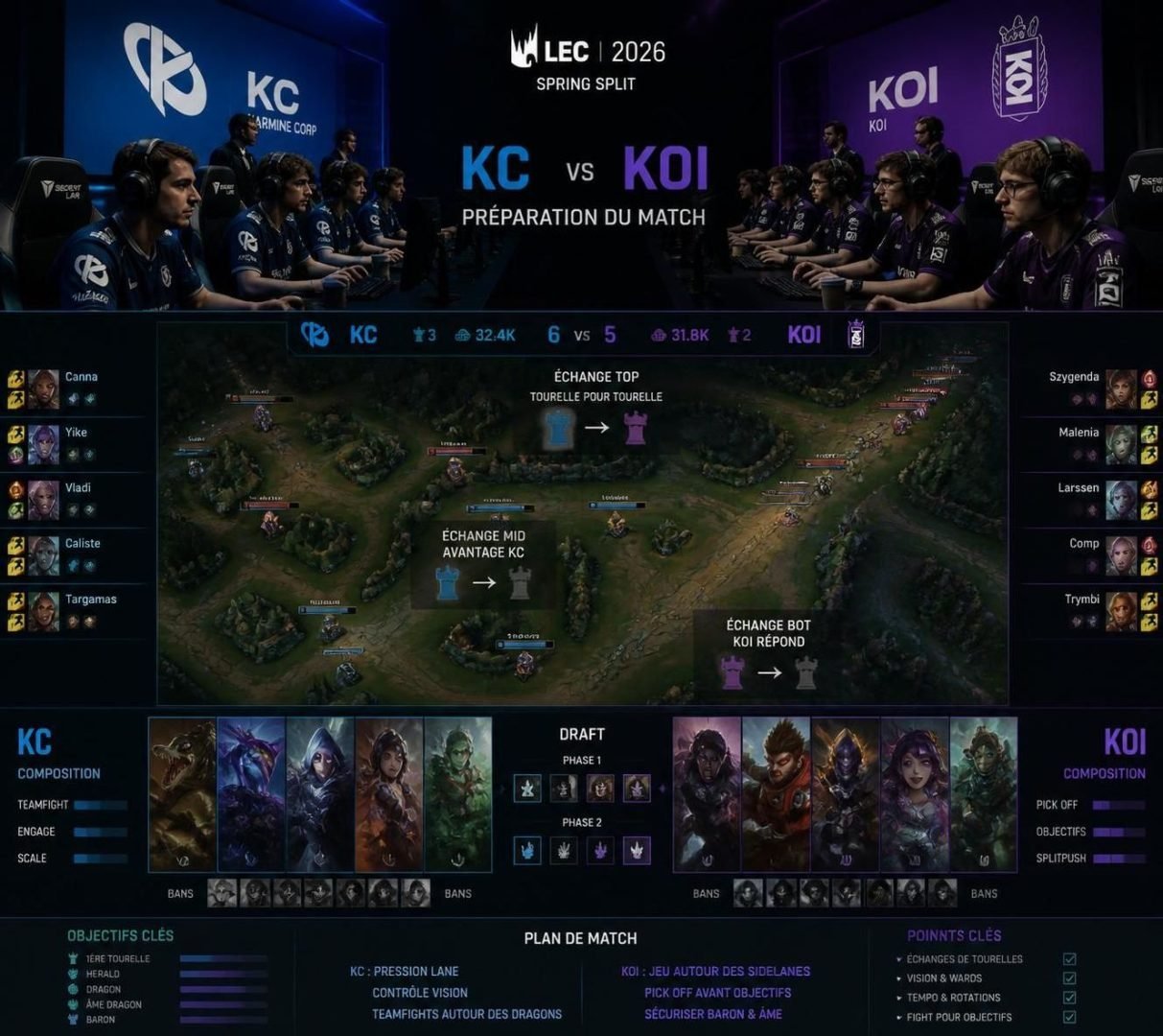 découvrez notre pronostic détaillé du match karmine corp vs movistar koi dans le cadre de la lec lol esport du 26 juillet 2026. analyse des équipes, stratégies et conseils pour parier.