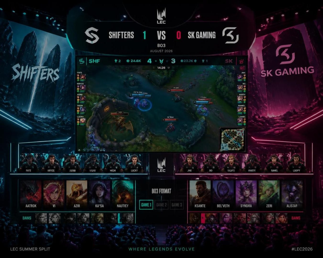 découvrez notre pronostic pour le match shifters vs sk gaming dans la compétition league of legends esport lec du 14 août 2026. analyse, cotes et conseils pour parier efficacement.